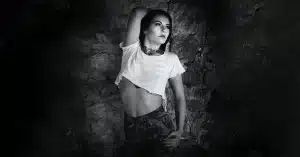 Black and white model agency portfolio photo in Northamptonshire